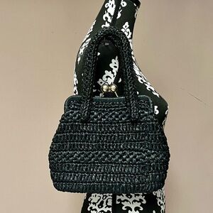 CATERINA BERTINI “Simona” Woven Handmade Viscose Kiss-Lock Lady Bag